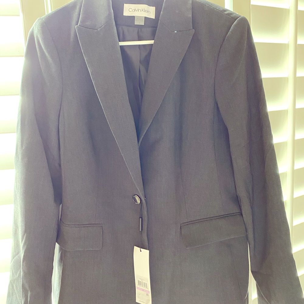 Calvin Klein Womens Blazer Charcoal 6 $129